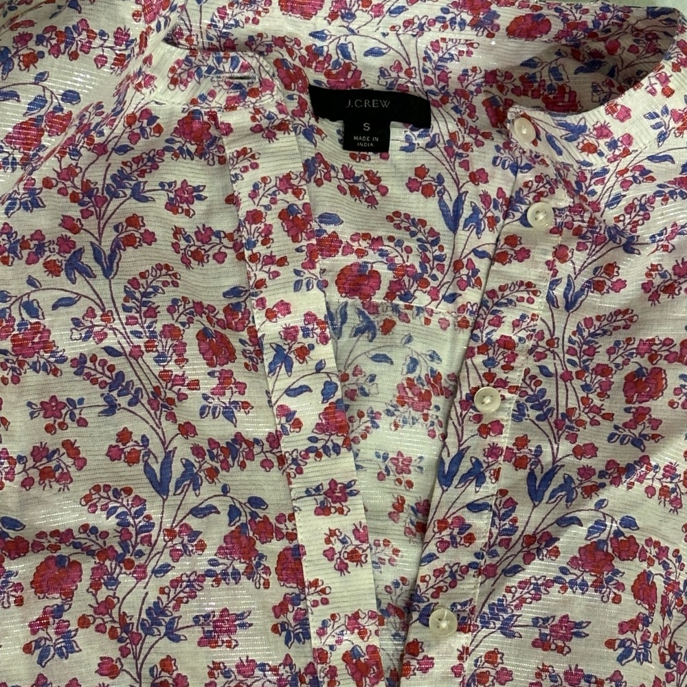 J. Crew Iris Block Print Popover Tunic Boho Blous… - image 5